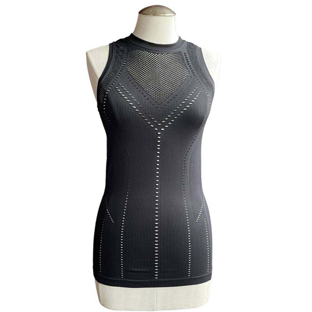 Women's Athleta Black Oxygen Tank Fitted Stretch Mesh Breathable Active Top XS